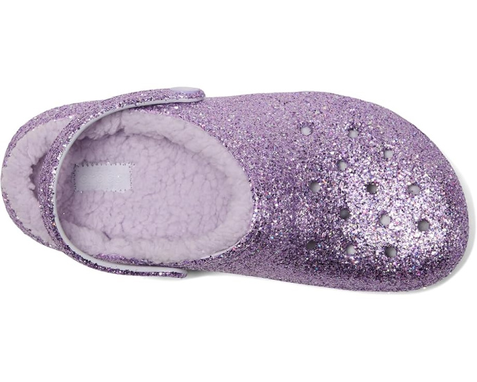 Блестящие кроксы Crocs Classic с подкладкой для детей на заднем ремешке