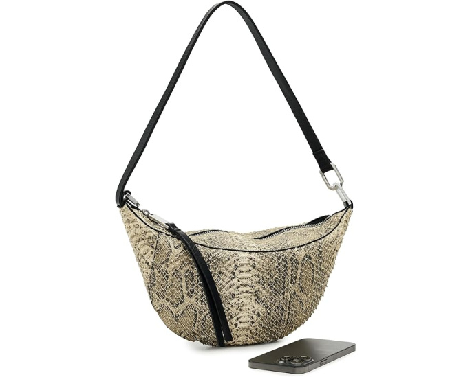 Сумка Luna Micro Snake AllSaints из кожи Desert White