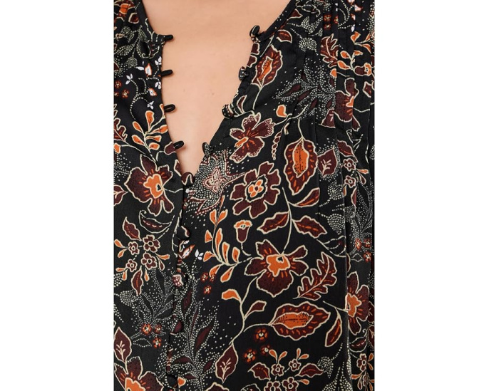 Long Sleeve Woven Blouse with Pintucks