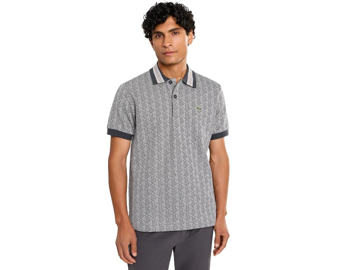 Lacoste поло с контрастным воротником и монограммами