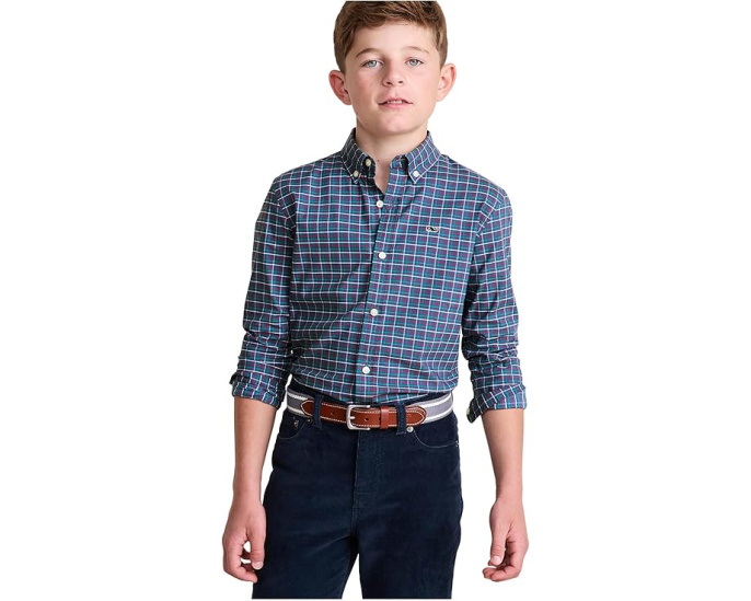 Детская рубашка Vineyard Vines Wauwinet Performance Cotton лунно-серебристая