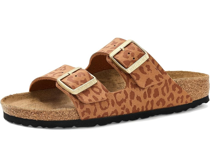 Сандалии Birkenstock Arizona с леопардовым принтом и пробковой стелькой