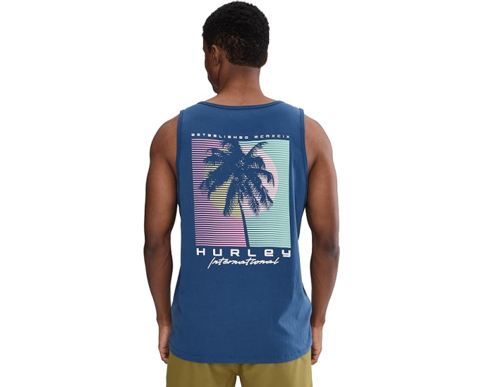Hurley Midnight Palm Топ без рукавов с расслабленным кроем и принтом