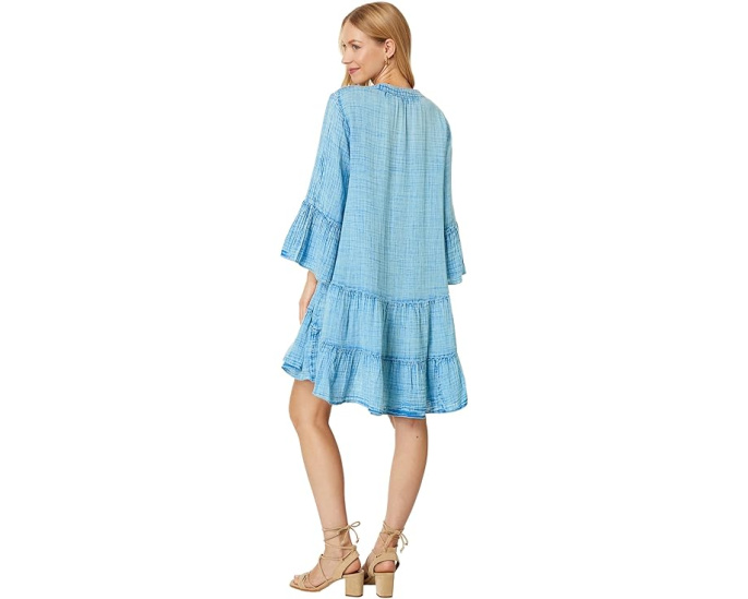 Faherty платье Dream Cotton Gauze Kasey свободного кроя с длинными рукавами и ярусным подолом