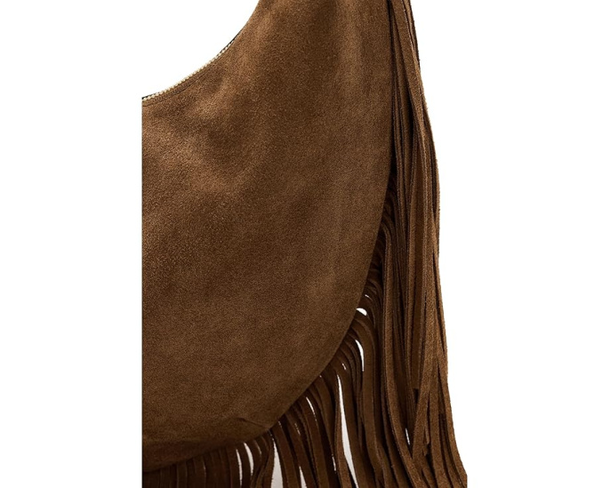 Сумка Madewell The Essential Curve Medium Shoulder Bag с бахромой из замши