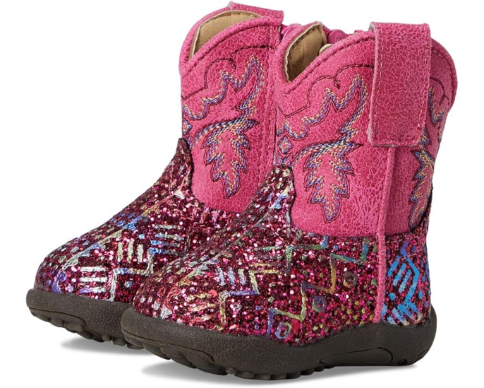 Детские сапоги Roper Cowbabies Glitter Aztec с блестками и боковой молнией