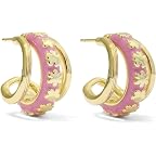 Gold Dark Pink Enamel