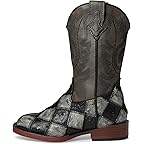 Black/Grey Faux Ostrich Patchwork Vamp