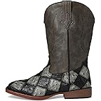 Black/Grey Faux Ostrich Patchwork Vamp