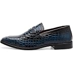 Navy Croco Print Leather