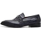 Navy Croco Print Leather